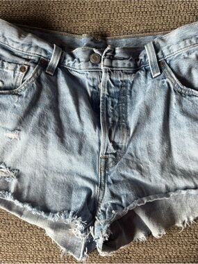 Levi's Light Blue Distressed Denim Cutoff Shorts